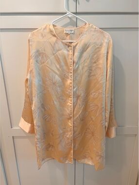 Vintage Shirt/Pant PJ Set Natori Peach Floral